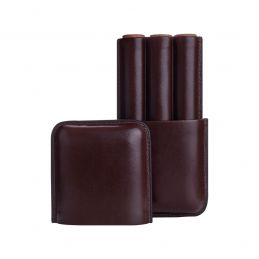 Cigar Case 3 Cigar Brown Leather 7x3.5